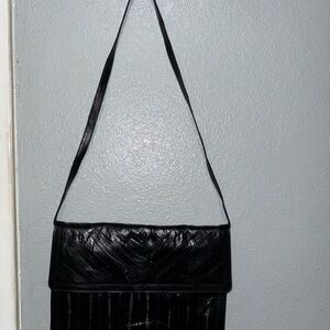 EEL SKIN Elegant Black Shoulder Bag